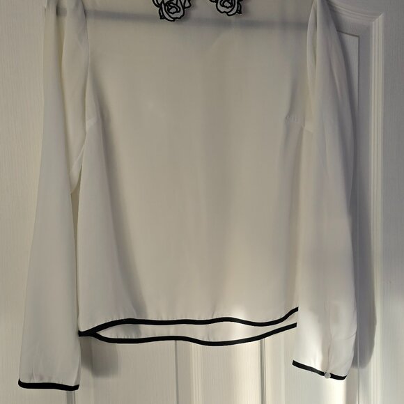 Forever 21 sheer black rose collar chiffon blouse - Picture 2 of 3